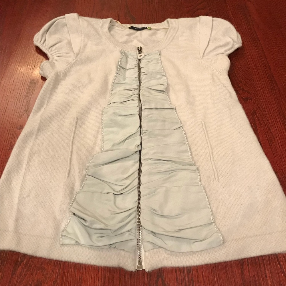 Leifsdottir Cashmere pale gray zip up sweater M